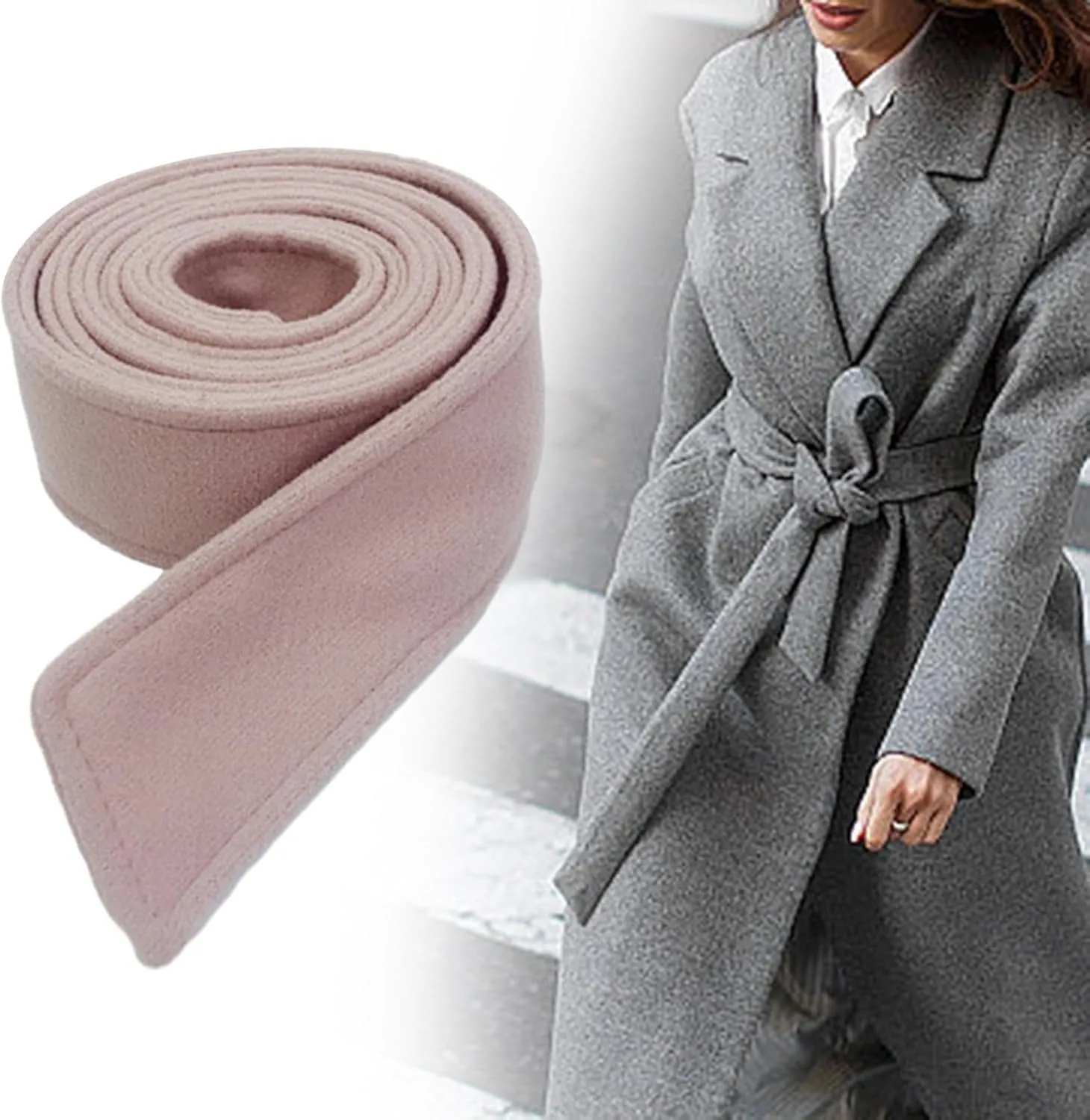 Women's Wool Blend Overcoat Waist Belt for Trench Coat with Bowknot Design