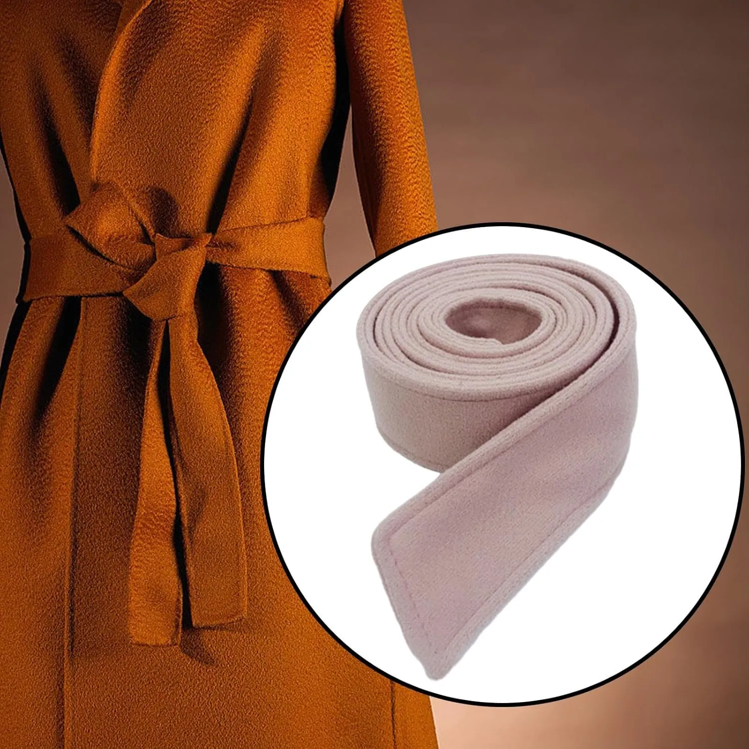 Women's Wool Blend Overcoat Waist Belt for Trench Coat with Bowknot Design