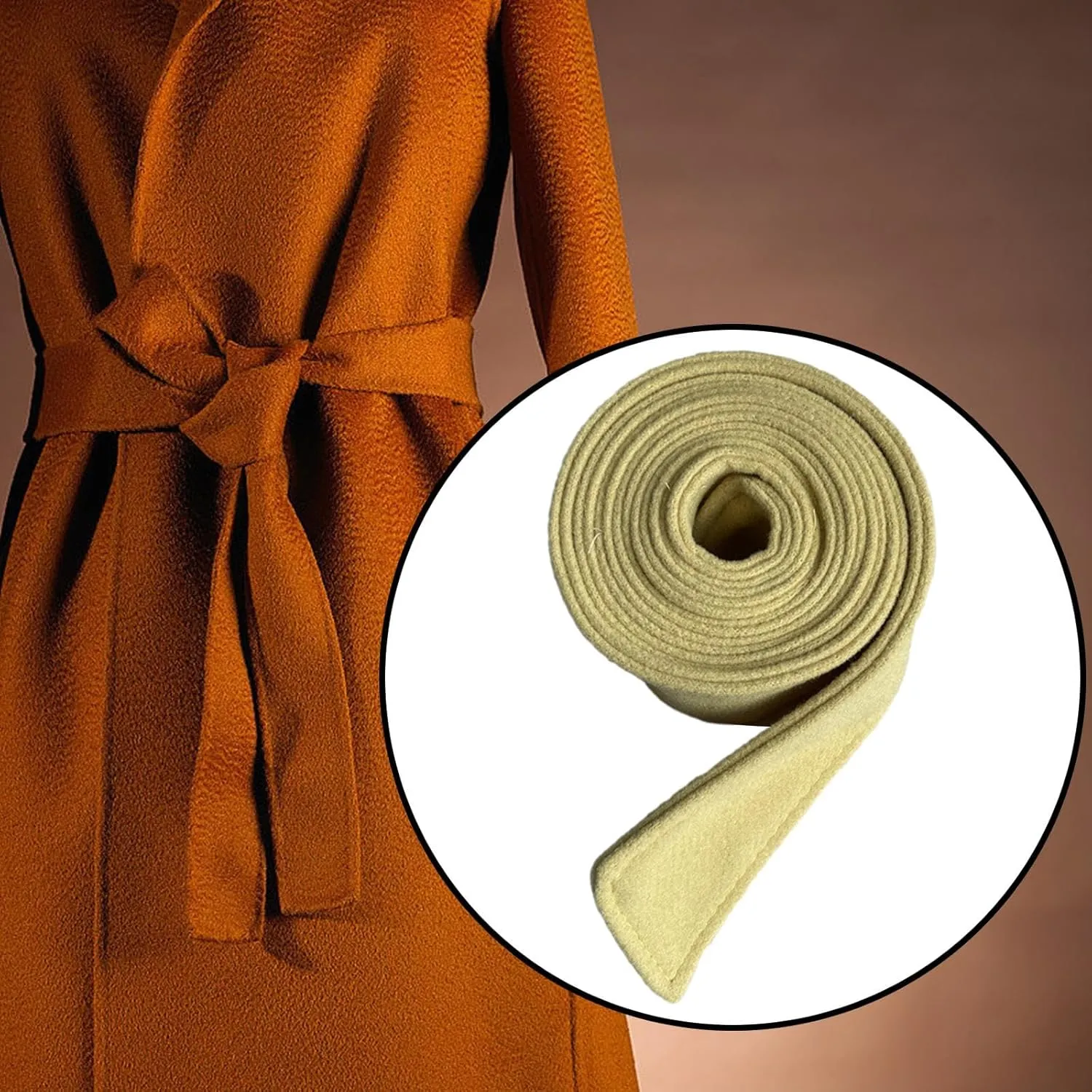 Women's Wool Blend Overcoat Waist Belt for Trench Coat with Bowknot Design
