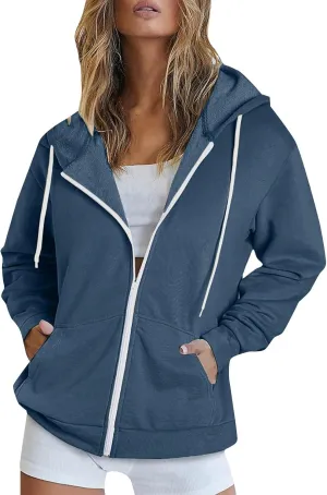Womens Y2K 2023 Fall Winter Zip Up Collar Sweater Cardigan Long Sleeve Knit Ribbed Jacket Outwear Lightweight Winter Coat