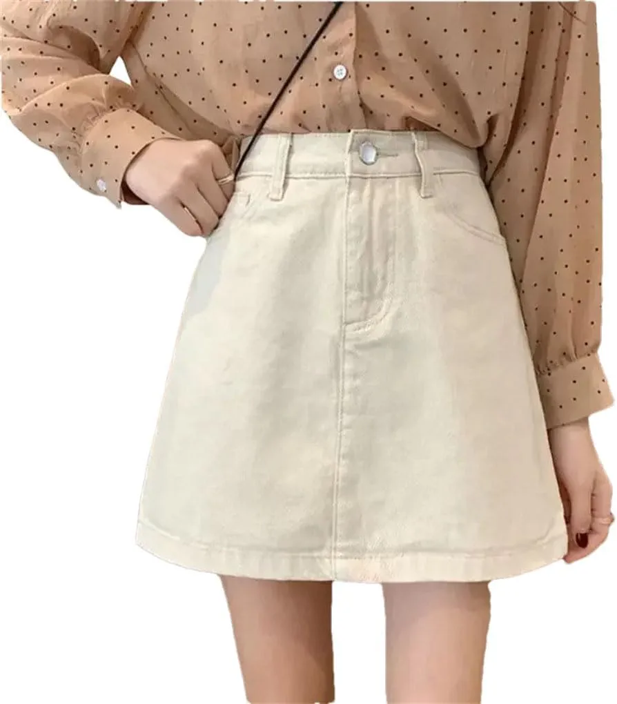 Women's Y2K Washed Vintage High Waist Denim Mini Skirts Tight Bag Hip Wrap Denim Skirts