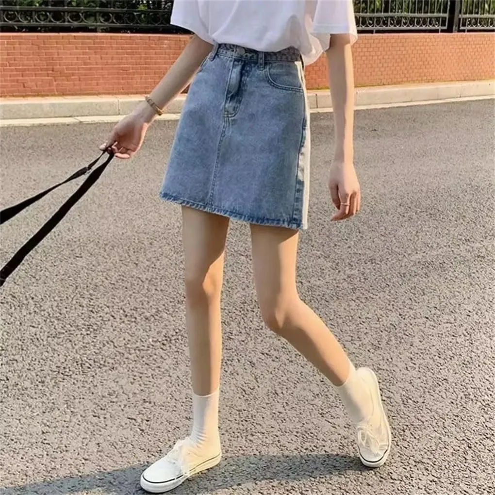 Women's Y2K Washed Vintage High Waist Denim Mini Skirts Tight Bag Hip Wrap Denim Skirts