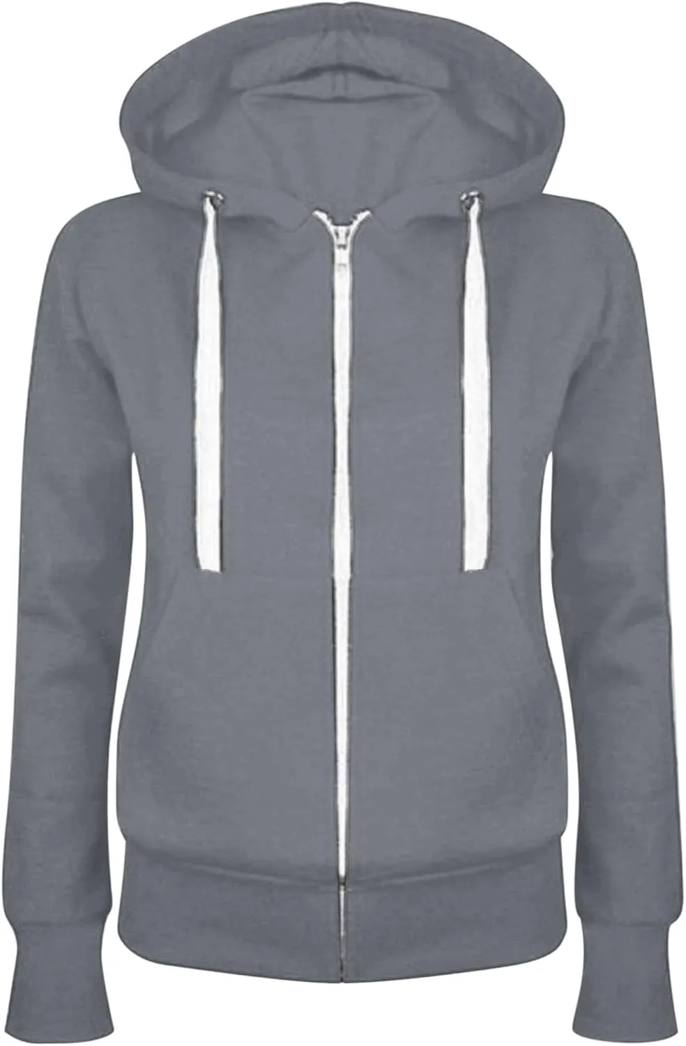 Womens Zip Up Hoodies Casual Comfy Fleece Oversized Sweatshirts Full Zip Pullover Pockets Jacket 2024 Preppy Clothes