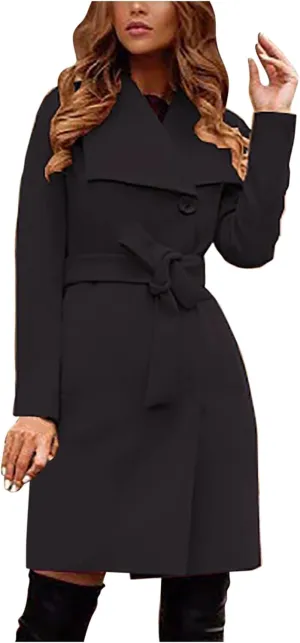 Wool Blend Coats for Women Winter Jackets Warm Peacoat Single Breasted Overcoats Long Trench Coat