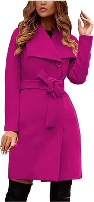 Wool Blend Coats for Women Winter Jackets Warm Peacoat Single Breasted Overcoats Long Trench Coat