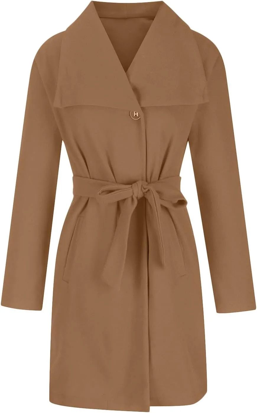 Wool Blend Coats for Women Winter Jackets Warm Peacoat Single Breasted Overcoats Long Trench Coat