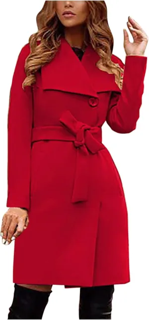Wool Blend Coats for Women Winter Jackets Warm Peacoat Single Breasted Overcoats Long Trench Coat