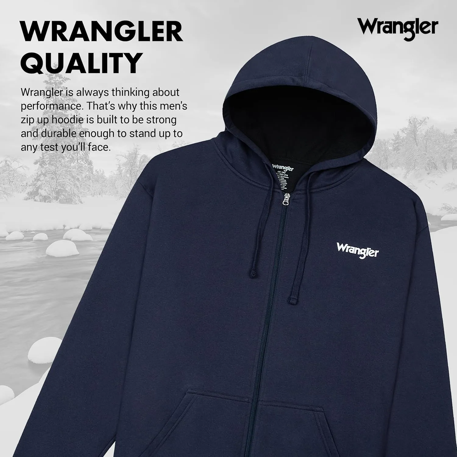 Wrangler Hoodies for Men Big and Tall - Thermal Lined Zip Up Sweatshirt