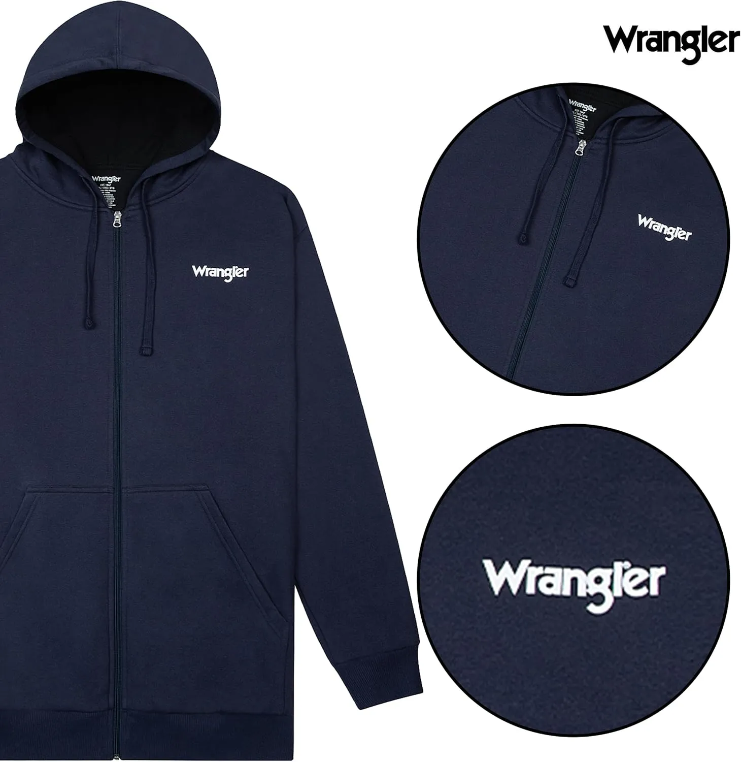 Wrangler Hoodies for Men Big and Tall - Thermal Lined Zip Up Sweatshirt