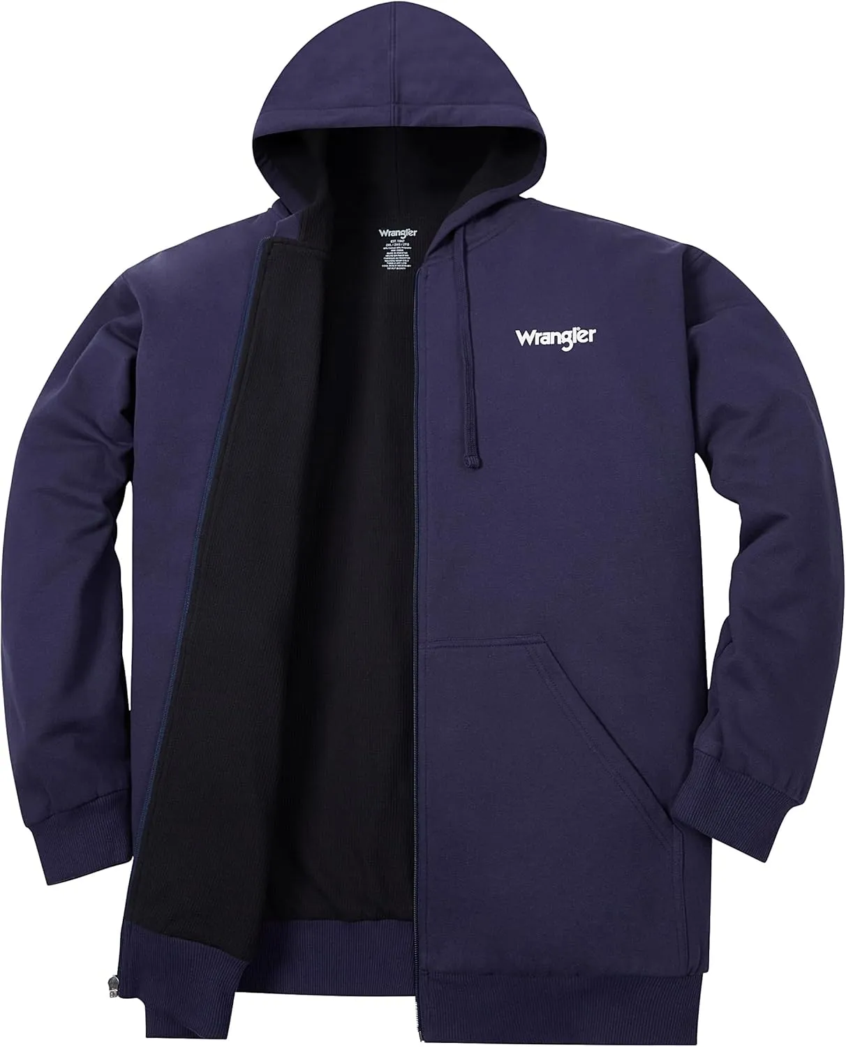 Wrangler Hoodies for Men Big and Tall - Thermal Lined Zip Up Sweatshirt