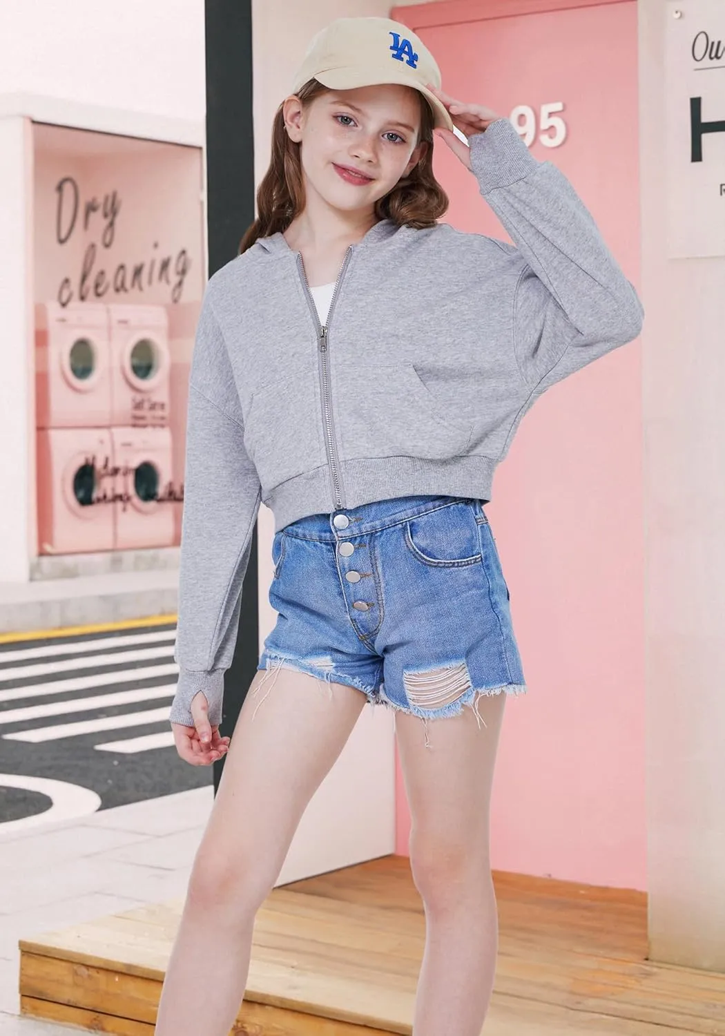 WULFUL Girls Casual Zipper up Sweatshirts Crop Jackets for Teens