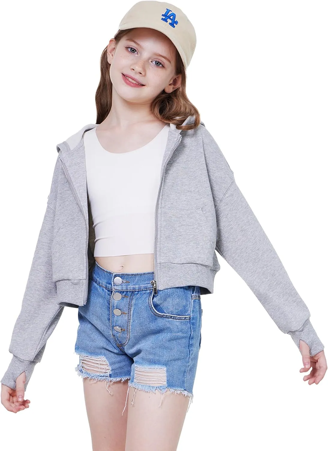 WULFUL Girls Casual Zipper up Sweatshirts Crop Jackets for Teens