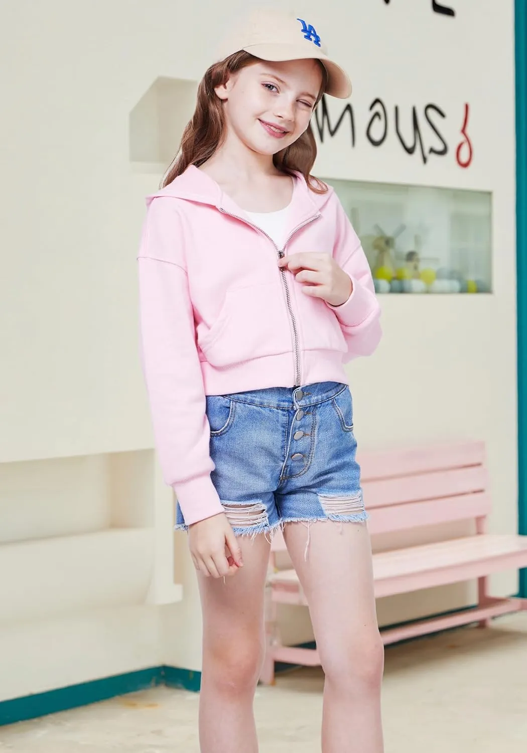 WULFUL Girls Casual Zipper up Sweatshirts Crop Jackets for Teens