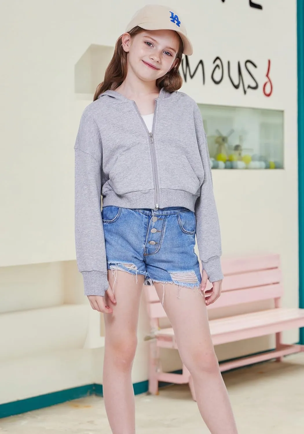 WULFUL Girls Casual Zipper up Sweatshirts Crop Jackets for Teens