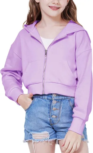 WULFUL Girls Casual Zipper up Sweatshirts Crop Jackets for Teens