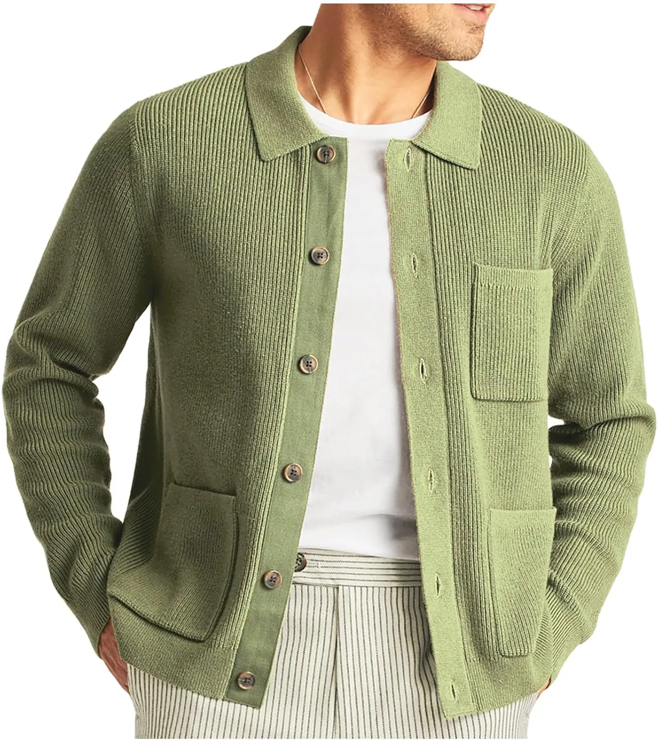 Xiaojmake Men's Shawl Collar Cardigan Sweater Loose Fit Cable Knit Button Down Wool Blend Sweater Winter Chunky Sweater