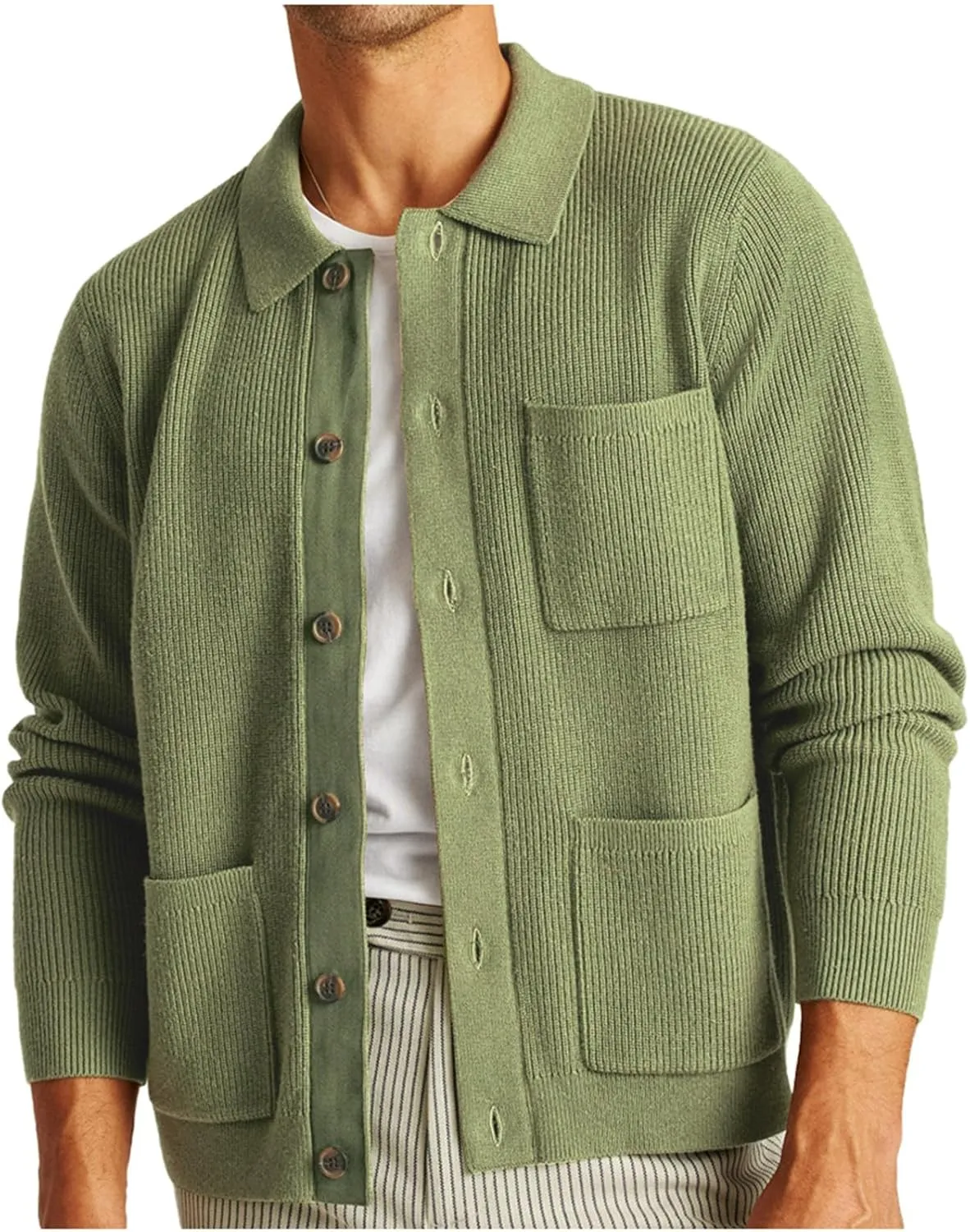 Xiaojmake Men's Shawl Collar Cardigan Sweater Loose Fit Cable Knit Button Down Wool Blend Sweater Winter Chunky Sweater