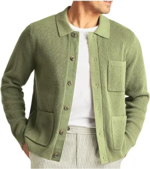 Xiaojmake Men's Shawl Collar Cardigan Sweater Loose Fit Cable Knit Button Down Wool Blend Sweater Winter Chunky Sweater