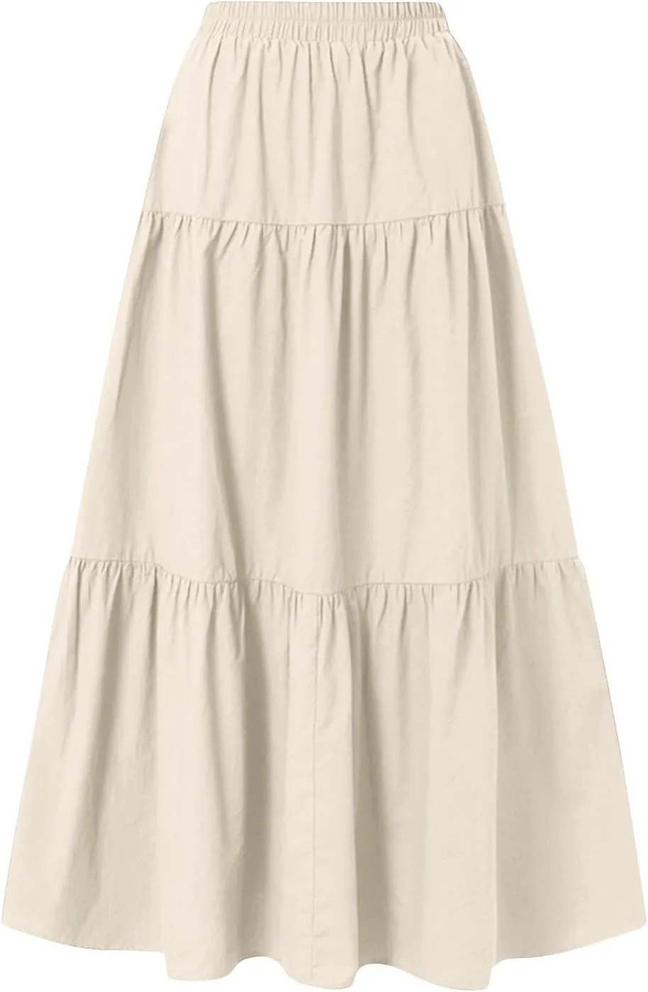 XOWRTE Women's 2025 Bohemian Long Skirts Flowy High Waist A Line Maxi Skirts for Women Summer Pleated Mini Skirts