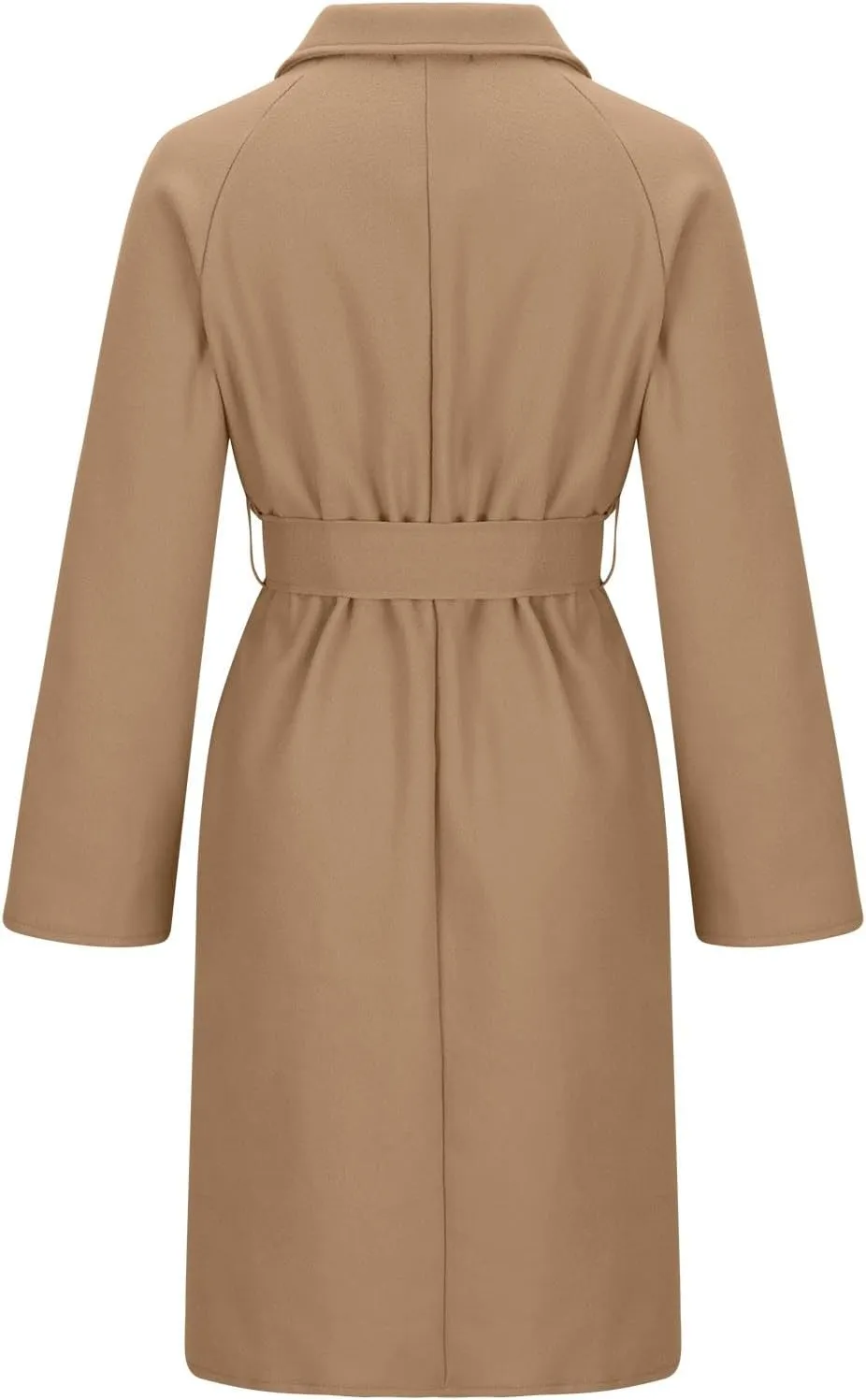XUNRYAN Womens Classic Trench Coat Long Vintage Wool-Blend Jackets Notch Lapel Casual Peacoat Fashion Overcoat Outwear