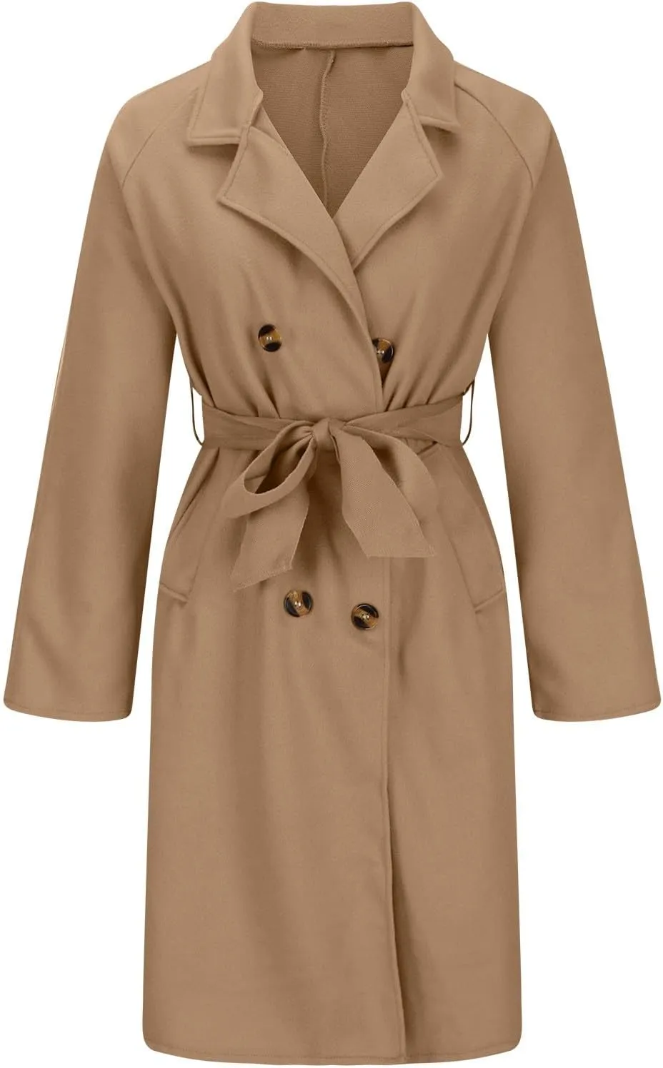 XUNRYAN Womens Classic Trench Coat Long Vintage Wool-Blend Jackets Notch Lapel Casual Peacoat Fashion Overcoat Outwear