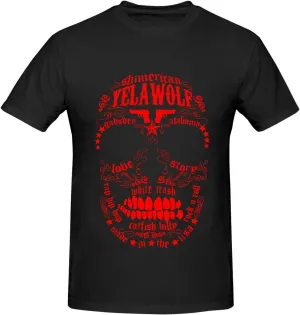 Yelawolfs Shirt Men's Fashion Short Sleeve Cotton T-Shirts Comfortable Breathable Crewneck Top Tees Black