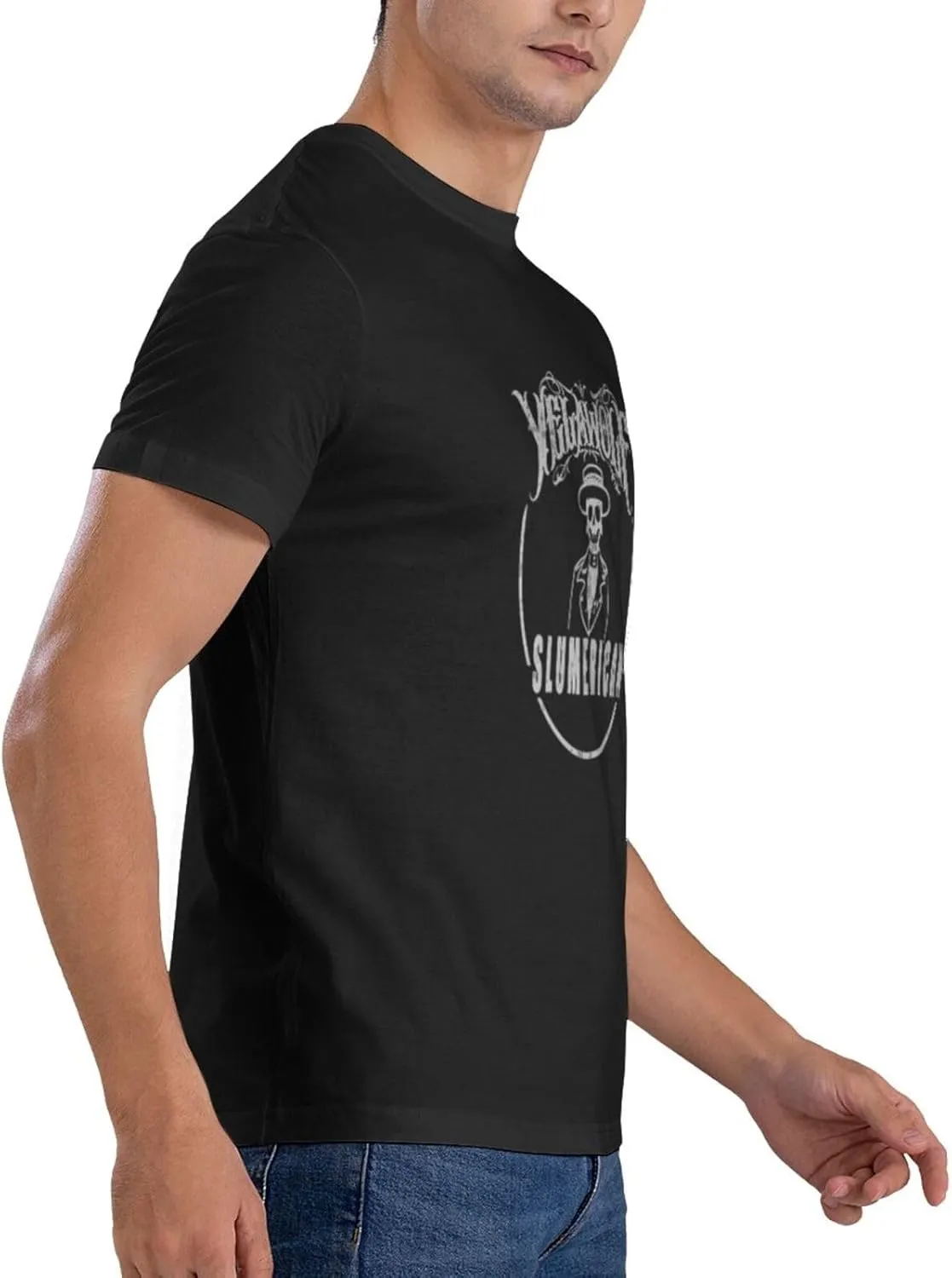 Yelawolfs Shirt Men's Fashion Short Sleeve Cotton T-Shirts Comfortable Breathable Crewneck Top Tees Black