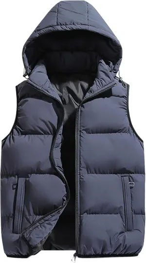 Ymosrh Men's Down Winter Coat Puffer Alternative Vest Jacket Lightweight Hooded Windproof Coat Jackets, S-2XL