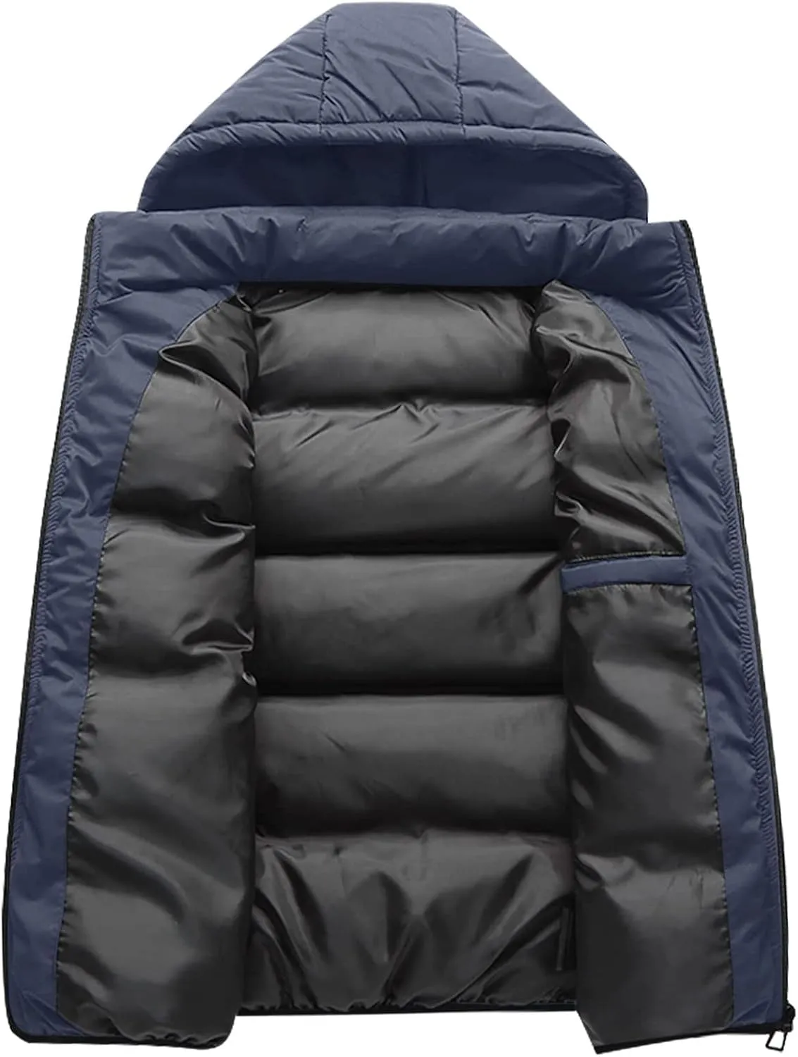 Ymosrh Men's Down Winter Coat Puffer Alternative Vest Jacket Lightweight Hooded Windproof Coat Jackets, S-2XL