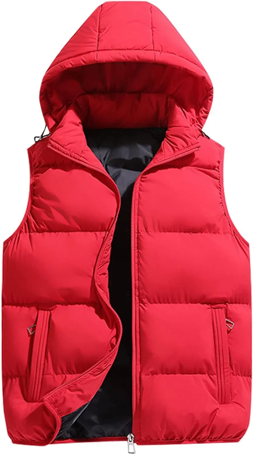 Ymosrh Men's Down Winter Coat Puffer Alternative Vest Jacket Lightweight Hooded Windproof Coat Jackets, S-2XL