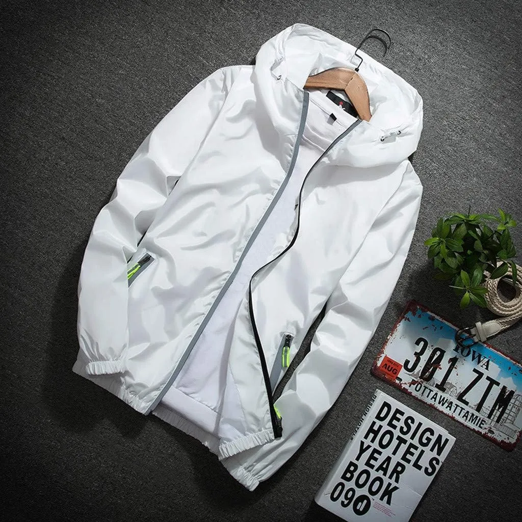Ymosrh Men's Light Rain Jacket Lightweight Nylon Windbreaker Wind & Water Resistant Jacket, M-7XL