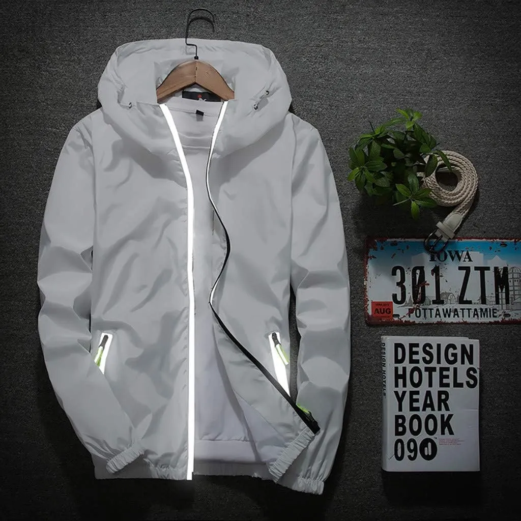Ymosrh Men's Light Rain Jacket Lightweight Nylon Windbreaker Wind & Water Resistant Jacket, M-7XL