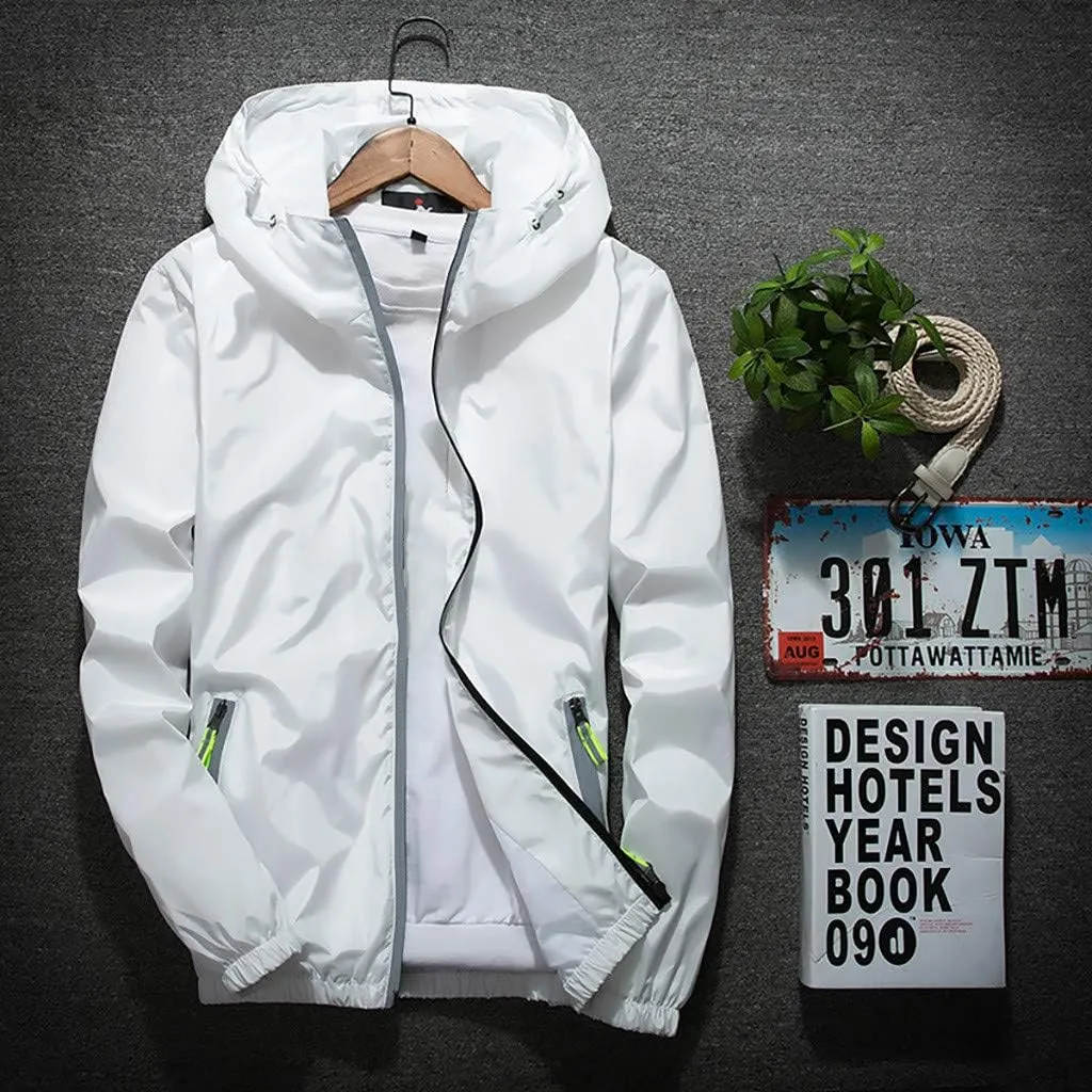 Ymosrh Men's Light Rain Jacket Lightweight Nylon Windbreaker Wind & Water Resistant Jacket, M-7XL