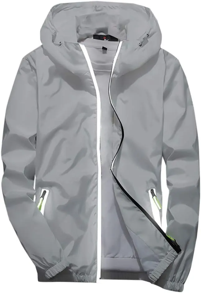 Ymosrh Men's Light Rain Jacket Lightweight Nylon Windbreaker Wind & Water Resistant Jacket, M-7XL