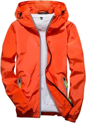 Ymosrh Men's Light Rain Jacket Lightweight Nylon Windbreaker Wind & Water Resistant Jacket, M-7XL