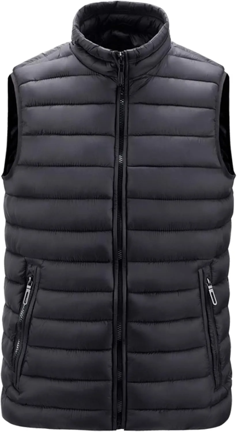 Ymosrh Men's Lightweight Puffer Jacket Packable Down Alternative Vest Jacket Hooded Windproof Winter Coat Jackets, M-6XL