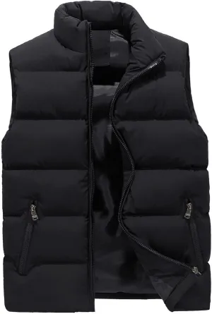 Ymosrh Men's Puffer Jacket Down Alternative Vest Jacket Warm Thicken Winter Coat Outwear Jacket, S-5XL