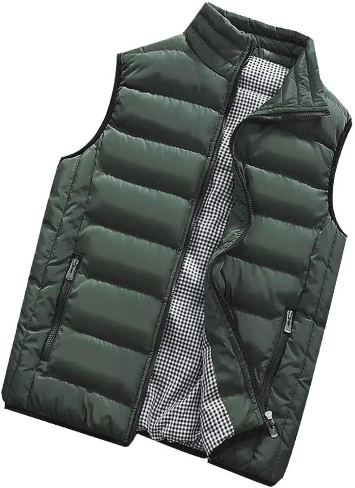Ymosrh Men's Puffer Jackets Lightweight Packable Vest Jacket Insulated Thermal Puffy Winter Jackets for Running, S-5XL