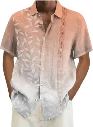 Ymosrh Men's Shirts Designer Spring Summer Casual Cotton Linen Solid Color Short Sleeve Shirts Loose