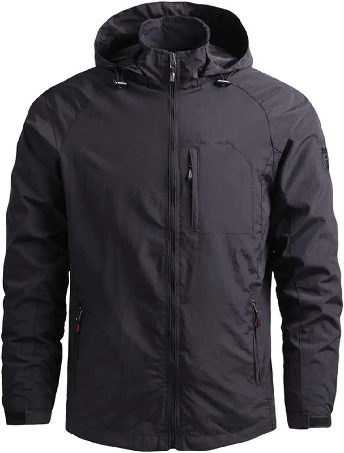 Ymosrh Men's Waterproof Jacket Casual Lightweight Wind & Water-Resistant Anorak Hoodie Rain Jackets Windbreaker, M-5XL