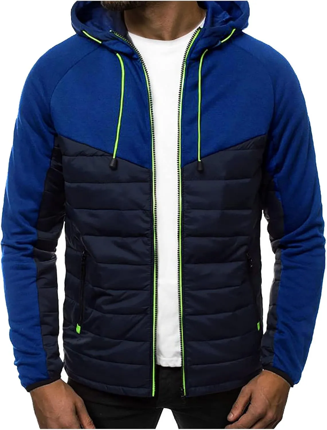Ymosrh Men's Winter Jacket Down Jacket Puffer Packable Lightweight Windproof Insulated Warm Coat with Hood Jacket, M-3XL