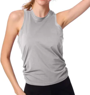 Yoga Tee Shirts for Women Summer Solid Color Athletic Workout Running Tank Tops Casual Fashion Breathable Blouse