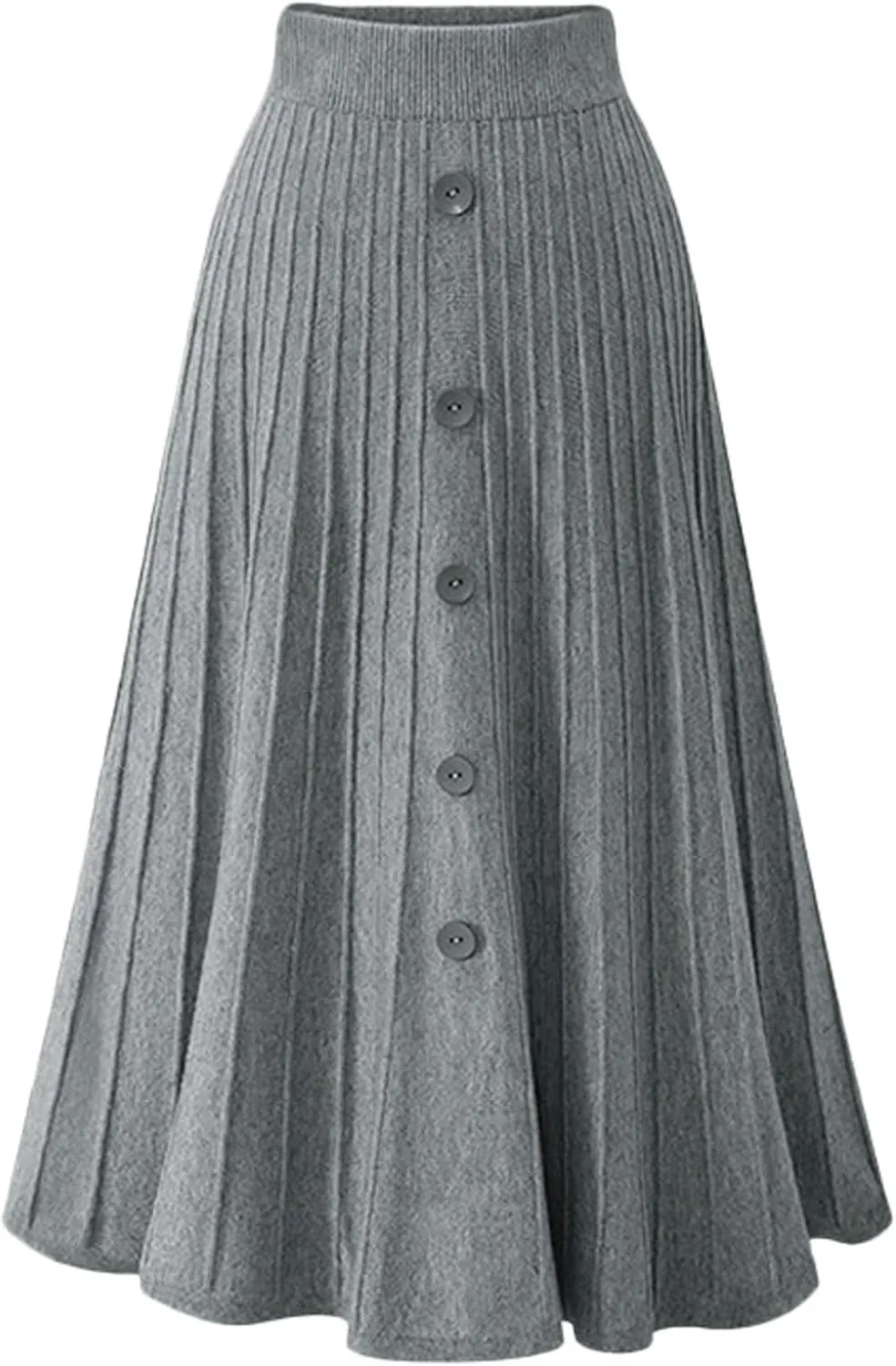 Youhan Women's High Waist A-Line Pleated Knitted Skirt