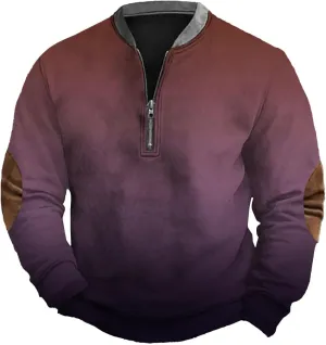 Zipper Hoodies For Men Loose 3D Printed Zipper Gradient Long Sleeve Sweatshirt Lightweight Jacket Men Mens Gym