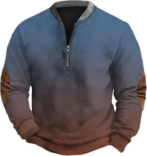 Zipper Hoodies For Men Loose 3D Printed Zipper Gradient Long Sleeve Sweatshirt Lightweight Jacket Men Mens Gym