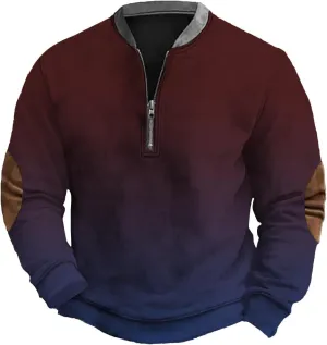 Zipper Hoodies For Men Loose 3D Printed Zipper Gradient Long Sleeve Sweatshirt Lightweight Jacket Men Mens Gym