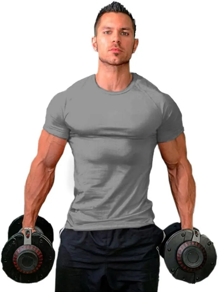 ZUEVI Men's Workout Shirts Slim Fit Athletic Bodybuilding T-Shirts Short Sleeve Tees