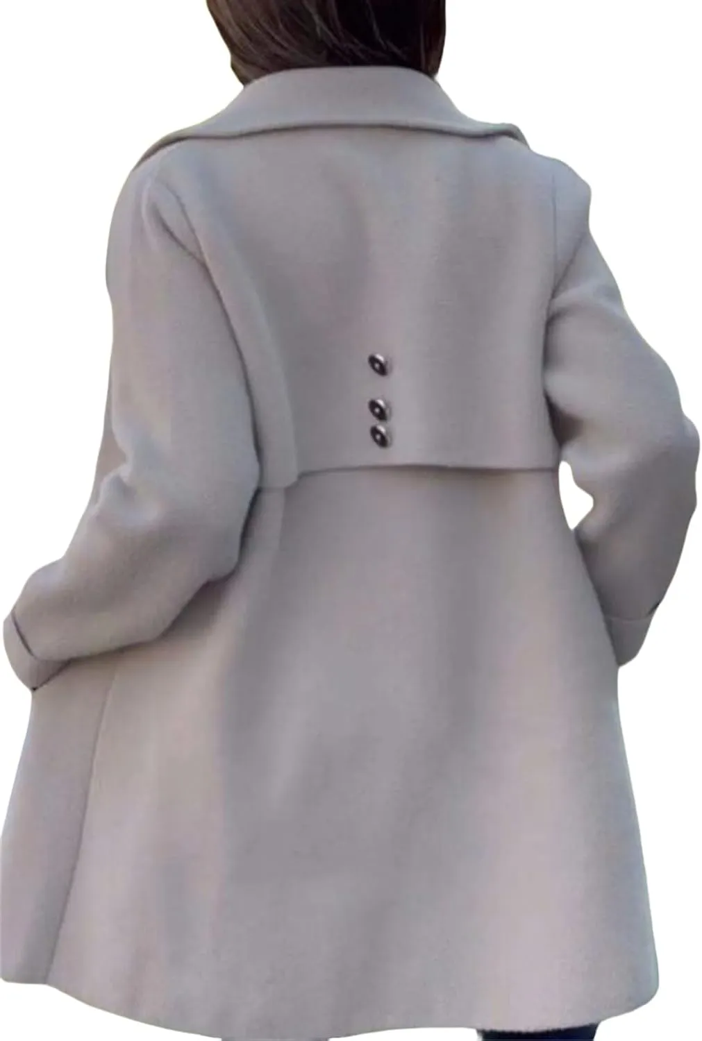 ZWRXW Womens Winter Wool Blend Coat Single Breasted Lapel Collar Pea Coat Fall Winter Elegant Overcoat Outerwear with Pockets